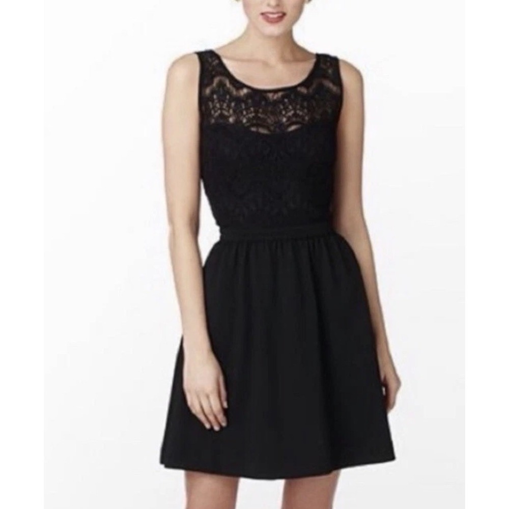 Lilly Pulitzer Women's Rhea‎ Black Lace Sleeveless Fit Flare Dress Party Size M